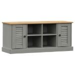 Panca Porta Scarpe VIGO 106x35x40 cm Legno Massello Pino Grigio