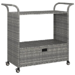 Carrello da Bar con Cassetto Grigio 100x45x97 cm in Polyrattan