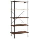 Scaffale con 5 Mensole Nero e Naturale 80x40x163 cm