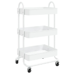 Carrello a 3 Livelli Bianco 43x34x79 cm in Acciaio