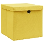 Scatole con Coperchi 10pz Gialle 32x32x32 cm Tessuto