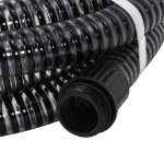 Tubo di Aspirazione con Raccordi in Ottone Nero 1,1" 15 m PVC