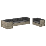 Set Divani da Giardino 8 pz con Cuscini in Polyrattan Grigio