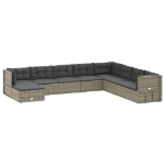 Set Divani da Giardino 9 pz con Cuscini in Polyrattan Grigio