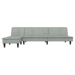 Divano Letto a L Grigio Chiaro 255x140x70 cm in Velluto