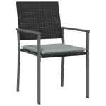 Sedie da Giardino con Cuscini 6pz Nere 54x62,5x89 cm Polyrattan