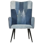 Poltrona Wingback Patchwork Denim in Tela