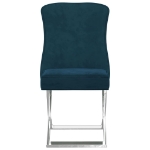 Sedia da Pranzo Blu 53x52x98 cm in Velluto e Acciaio Inox