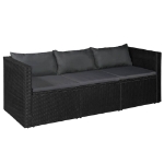 Set Divani da Giardino 3 pz in Polyrattan Nero e Grigio