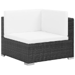 Set Divani da Giardino 8 pz con Cuscini in Polyrattan Nero