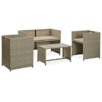 Set Divani da Giardino 4 pz con Cuscini in Polyrattan Beige