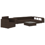 Set Divani da Giardino 8 pz con Cuscini in Polyrattan Marrone