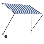 Tenda da Sole Retrattile con LED 150x150 cm Blu e Bianco