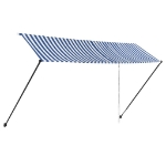 Tenda da Sole Retrattile con LED 400x150 cm Blu e Bianco