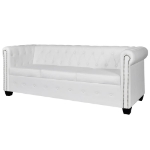 Divani Chesterfield a 2 Posti e a 3 Posti in Similpelle Bianco