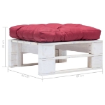 Ottomana Pallet da Giardino con Cuscino Rosso in Legno Bianco