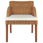 Sedie da Pranzo con Cuscini 2 pz Marrone Chiaro Rattan Naturale