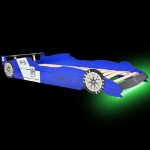 Letto con Luci LED per Bambino Auto da Corsa 90x200 cm Blu