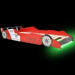 Letto con Luci LED per Bambino Auto da Corsa 90x200 cm Rosso