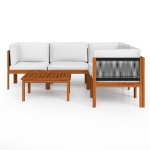 Set Divani da Giardino 6 pz con Cuscini Crema Massello Acacia