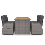 Set da Pranzo da Giardino 7 pz con Cuscini in Polyrattan Grigio