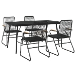 Set da Pranzo da Giardino 5 pz Nero in Rattan PVC