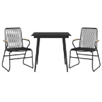 Set da Pranzo da Giardino 3 pz Nero in Rattan PVC