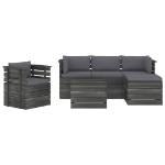 Set Divani da Giardino su Pallet 6 pz con Cuscini Massello Pino