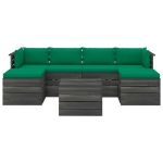 Set Divani da Giardino su Pallet 7 pz con Cuscini Massello Pino