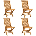 Sedie da Giardino con Cuscini Verdi 4 pz in Massello di Teak