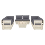 Set Divani da Giardino su Pallet 9 pz con Cuscini Legno Abete