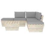 Set Divani da Giardino su Pallet 6 pz con Cuscini Legno Abete