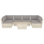 Set Divani da Giardino su Pallet 7 pz con Cuscini Legno Abete