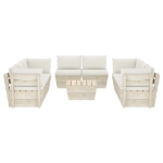 Set Divani da Giardino su Pallet 9 pz con Cuscini Legno Abete