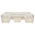 Set Divani da Giardino su Pallet 9 pz con Cuscini Legno Abete