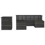 Set Divani da Giardino su Pallet 6 pz Legno Pino Grigio Scuro