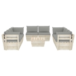 Set Divani da Giardino su Pallet 9 pz con Cuscini Legno Abete