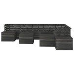 Set Divani da Giardino su Pallet 12 pz Legno Pino Grigio Scuro