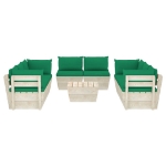 Set Divani da Giardino su Pallet 9 pz con Cuscini Legno Abete