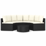 Set Divani da Giardino 5 pz con Cuscini in Polyrattan Nero