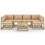 Set Salotto Giardino con Cuscini 7 pz in Pino Impregnato