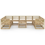 Set Divani da Giardino 10 pz in Legno di Pino Impregnato Verde