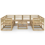 Set Divani da Giardino 9 pz in Legno di Pino Impregnato Verde