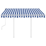 Tenda da Sole Retrattile Manuale con Pali 3x2,5 m Blu e Bianca