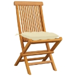 Sedie da Giardino e Cuscini Bianco Crema 8 pz Massello di Teak