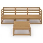 Set Divani da Giardino 4 pz Miele in Legno Massello di Pino