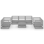 Set Divani da Giardino 8 pz Grigio in Legno Massello di Pino