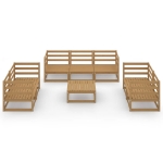Set Divani da Giardino 8 pz Miele in Legno Massello di Pino