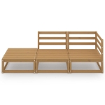 Set Divani da Giardino 3 pz Miele in Legno Massello di Pino