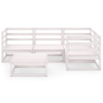 Set Divani da Giardino 5 pz Bianco in Legno Massello di Pino